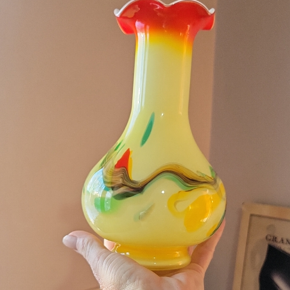 Dalian Glass Company Vase~ Snowflake Series 1960-80s